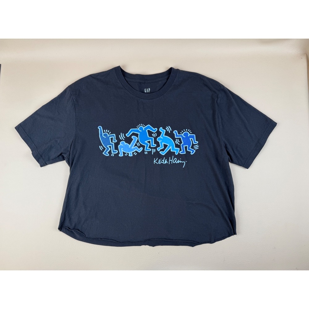 GAP XL Keith Haring T-Shirt Pop Art Streetwear Cotton Raw Hem Graphic Tee